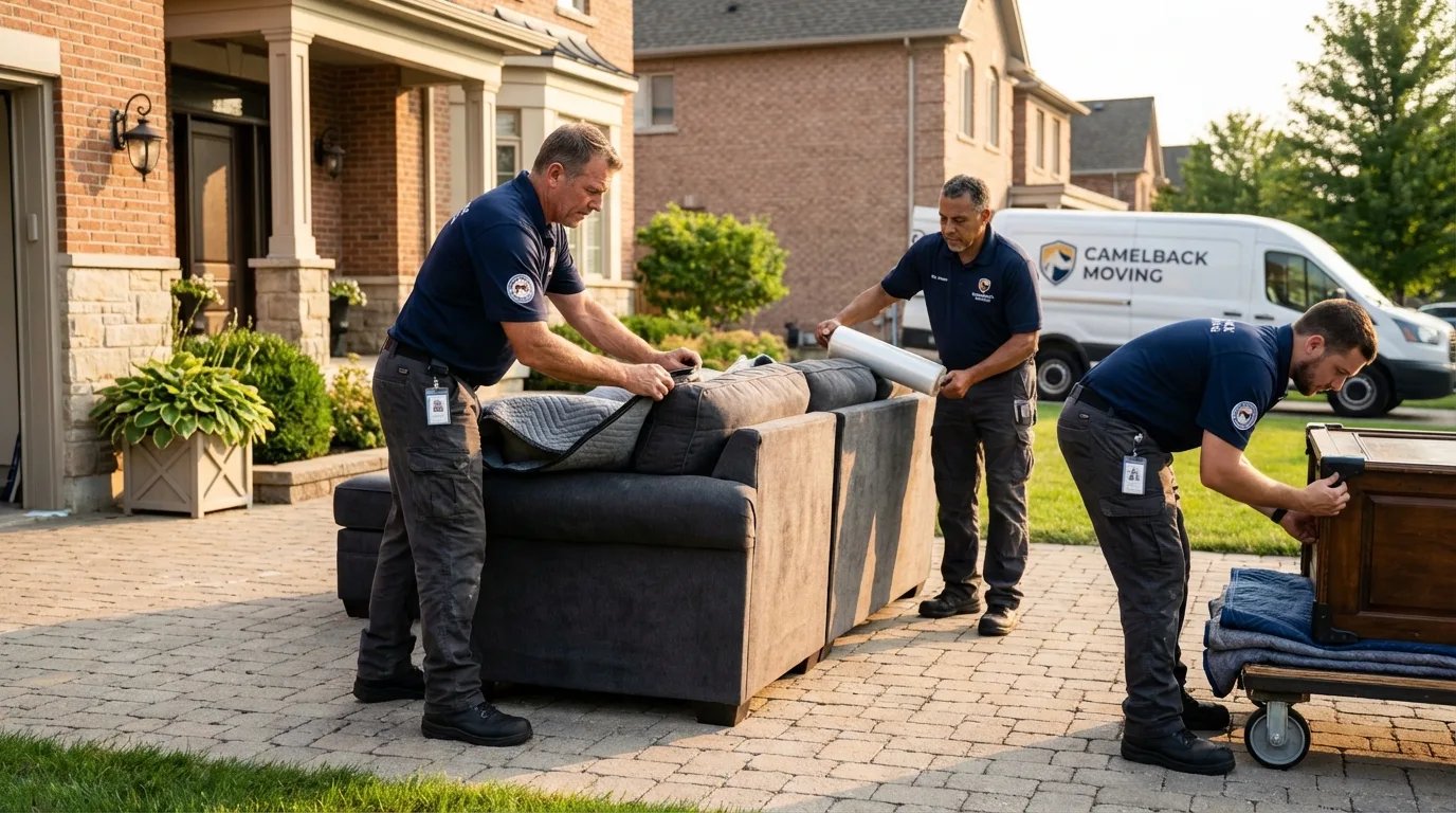 Large estate moving crew wrapping furniture in Steamboat Springs, CO